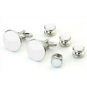 White Stone Tuxedo Studs and Cufflinks